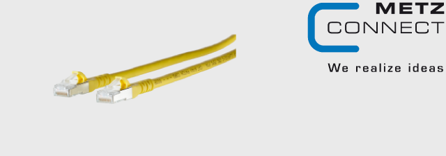 Patch cord Cat.6A AWG 26 yellow 10.0 m - METZ CONNECT