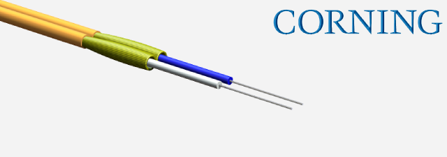 Zipcord Tight-Buffered 2 F Fiber Optic Cable, Plenum - Corning 62.5 µm multimode (OM1)
