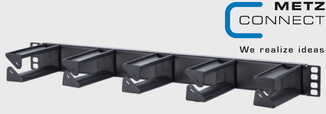 Cable manager 19 inch 1RU 100 mm RAL 9005 black - METZ CONNECT