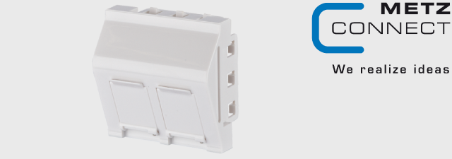 Keystone wall outlet 45x45 mm 2 port unequipped pure white - METZ CONNECT