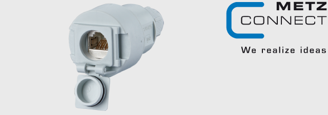 E-DAT Industry IP67 V6 cable coupler, 1 port Cat.6A - C6Amodul - METZ CONNECT